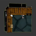 Vintage Indoor Corner Interior With Wooden Bookshelves Books Ladder And Blue Carpet
