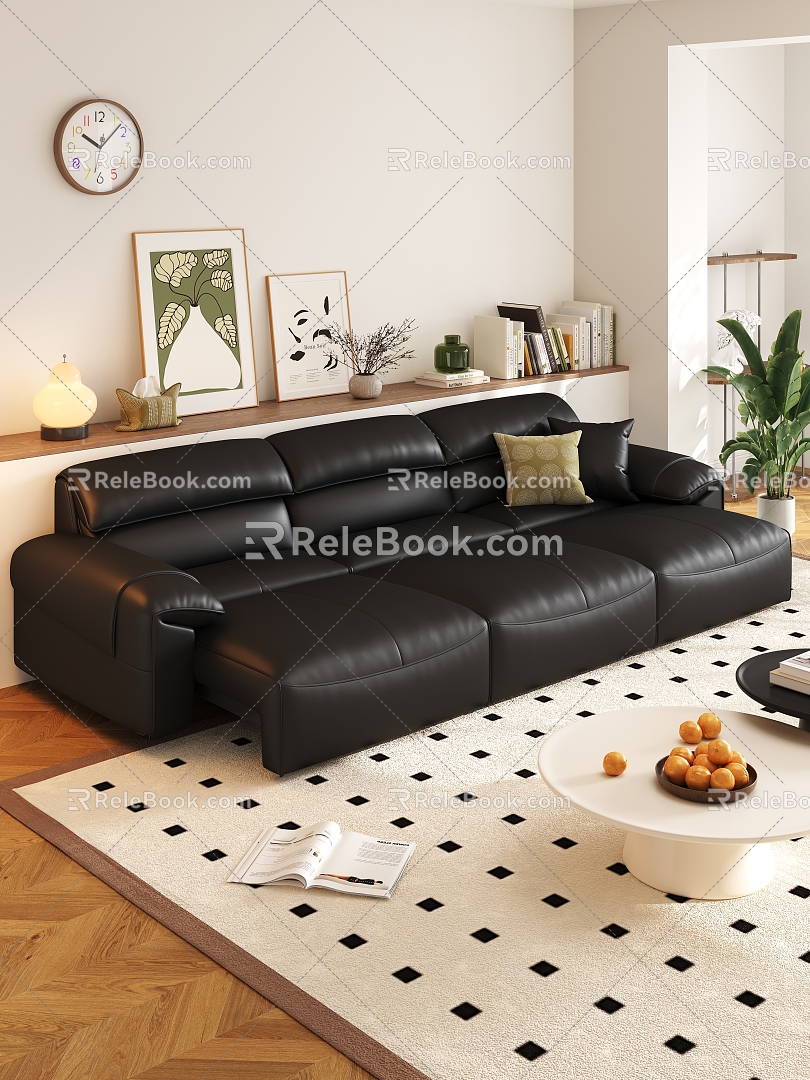 Modern Multiplayer Sofa Coffee Table Combination 3d model