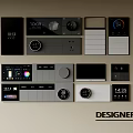 Modern Designer Switch Panels With Digital Time Temperature Displays And Colorful Knobs 3d model
