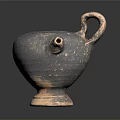 Unique Hand Carved Ceramic Sculpture With Curved Handle Spout And Textured Base