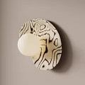 Abstract Wall Light With Swirl Pattern Mounted On Beige Wall And White Globe 3d model