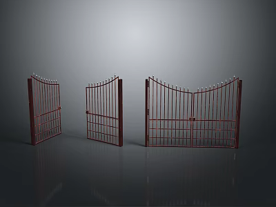 Stylish Red Iron Gates With Ornate Patterns And Different Designs 3d model