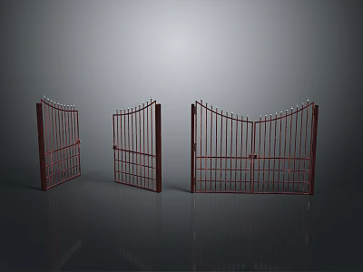 Stylish Red Iron Gates With Ornate Patterns And Different Designs 3d model