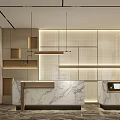 Elegant Hotel Lobby Interior With Marble Reception Desk Wooden Panels And Ambient Lighting