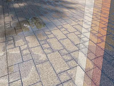 Paved Ground With Geometric Tile Patterns And Natural Light Shadow Effects 3d model