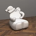 Purple Cartoon Elephant Children's Chair With Red Santa Hat On Wooden Floor