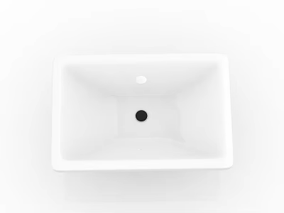 White Ceramic Square Bathroom Sink With Central Drain Hole Modern Design 3d model