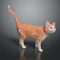 Orange and White Origami Cat Paper Craft Sculpture with Handmade Design