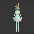 Cute Game Anime Character With Pink Hair Rabbit Ears And Pink White Maid Outfit