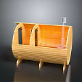 Wooden Sauna Interior Structure With Seating And Transparent Heater