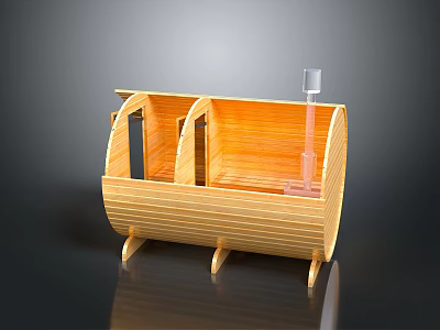 Wooden Sauna Interior Structure With Seating And Transparent Heater 3d model