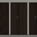 Dark Wooden Security Doors with Textured Panels Black Locks and Warm Base Lighting