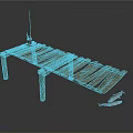 Rustic Wooden Dock Platform With Weathered Planks And Sturdy Supporting Posts 3d model