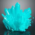Turquoise Crystal Cluster With Sharp Edges And Reflective Base On Dark Surface 3d model