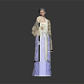 Elegant Traditional Long Coat With Fur Trim And Blue Lace Dress Design