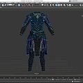 Black Metal Armor With Decorative Details Leather Belt And Purple Accents