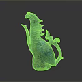 Sculpture Carving Of Phoenix Shaped Artwork With Blue Green Hue And Swirling Feathers