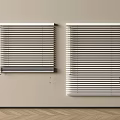 Elegant White Horizontal Blinds Installed On Beige Wall In Modern Room 3d model