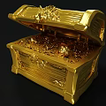 Exquisite Golden Treasure Chests With Intricate Carved Decorations Open And Closed