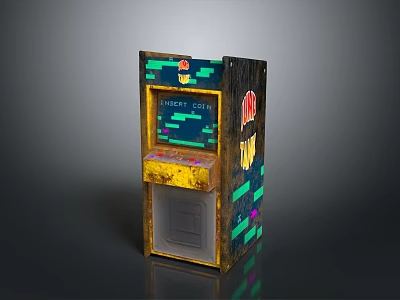 Colorful Computer Arcade Cabinet With Gaming Screen And Lucky Coin Slot Design 3d model
