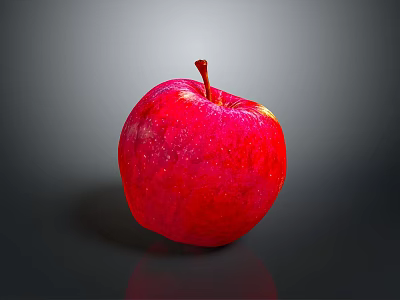 Fresh Red Apple With Smooth Surface On Gray Background Showing Reflection 3d model