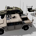 Military Vehicles In Camouflage And Beige With Off Road Design And Roof Equipment