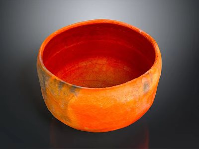 Handcrafted Ceramic Bowl With Orange Red Gradient And Textured Surface For Daily Household Use 3d model