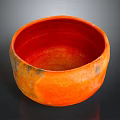 Handcrafted Ceramic Bowl With Orange Red Gradient And Textured Surface For Daily Household Use