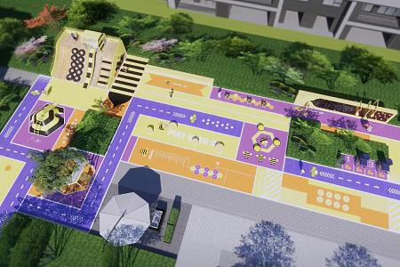Modern Children's Play Area Bee Theme Children's Park Children's Activity Site Children's Slide Equipment 3d model