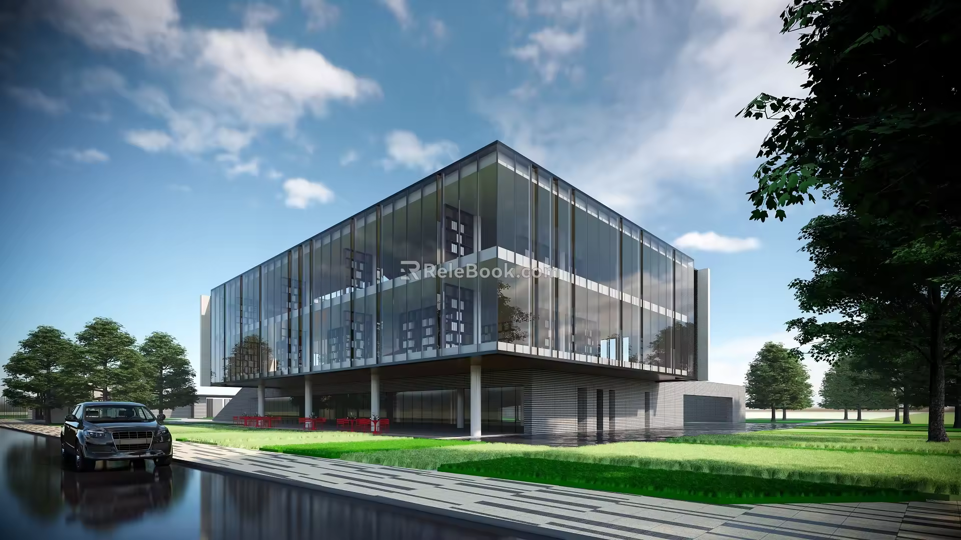 Modern Library Architecture Library 3d model