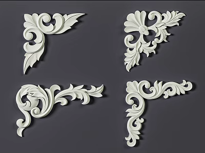 Ornate Decorative Carvings with Intricate Floral Patterns for Corner Decoration 3d model
