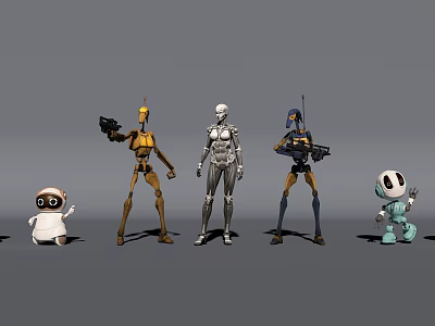 Industrial Equipment Showcasing Multiple Robot Models With Mechanical And Automation Features 3d model