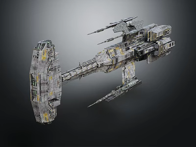 Futuristic Sci Fi Spaceship Design With Complex Mechanical Structure And Weapon Modules 3d model