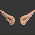 Detailed Realistic Pink Ear Models Symmetrically Placed On Smooth Reflective Surface 3d model