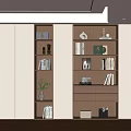 Modern Wooden Decorative Cabinet Design With Open Shelves Books Plants And Lighting