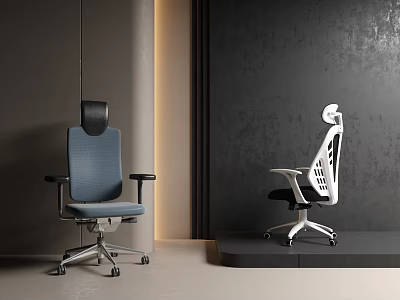 Modern Ergonomic Office Chairs With Comfy Backrest And Breathable Mesh Design 3d model
