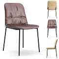 Modern Leather Upholstered Single Chair with Sleek Metal Legs and Brown Beige Color Options for Home Interior