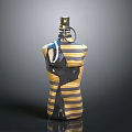 Decorative Human Shaped Bottle With Yellow Black Stripes Ring And Lid On Top