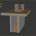 Concrete Platform Structure With Staircase Black Metal Railing And Textured Top Surface