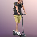 Man Riding Electric Scooter While Wearing Backpack And Casual Outfit