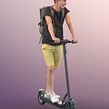 Modern Man Riding Scooter Man 3d model