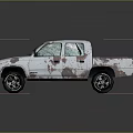 Old Rusty White Pickup Truck With Broken Windows And Worn Exterior