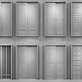 Modern Sliding Doors With Various Glass Patterns And Decorative Grid Designs 3d model