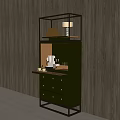 Modern Stylish Wine Cabinet With Built in Lighting Drawers And Wine Glasses