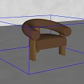 Modern Brown Leisure Chair with Curved Armrests Upholstered Seat And Wooden Legs