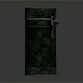 Old Green Cylindrical Metal Canister With Rusty Surface And Metal Clasp