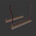 Two Metal Base Units With Black Cable And Silver Rod Attachments