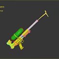 Yellow Toy Water Gun with Green Tank White Barrel and Red Nozzle