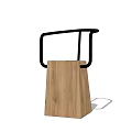 Modern Single Chair with Wooden Seat and Black Metal Frame Design