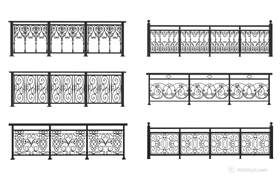 Various Decorative Iron Fence Designs With Intricate Ornamental Patterns 3d model